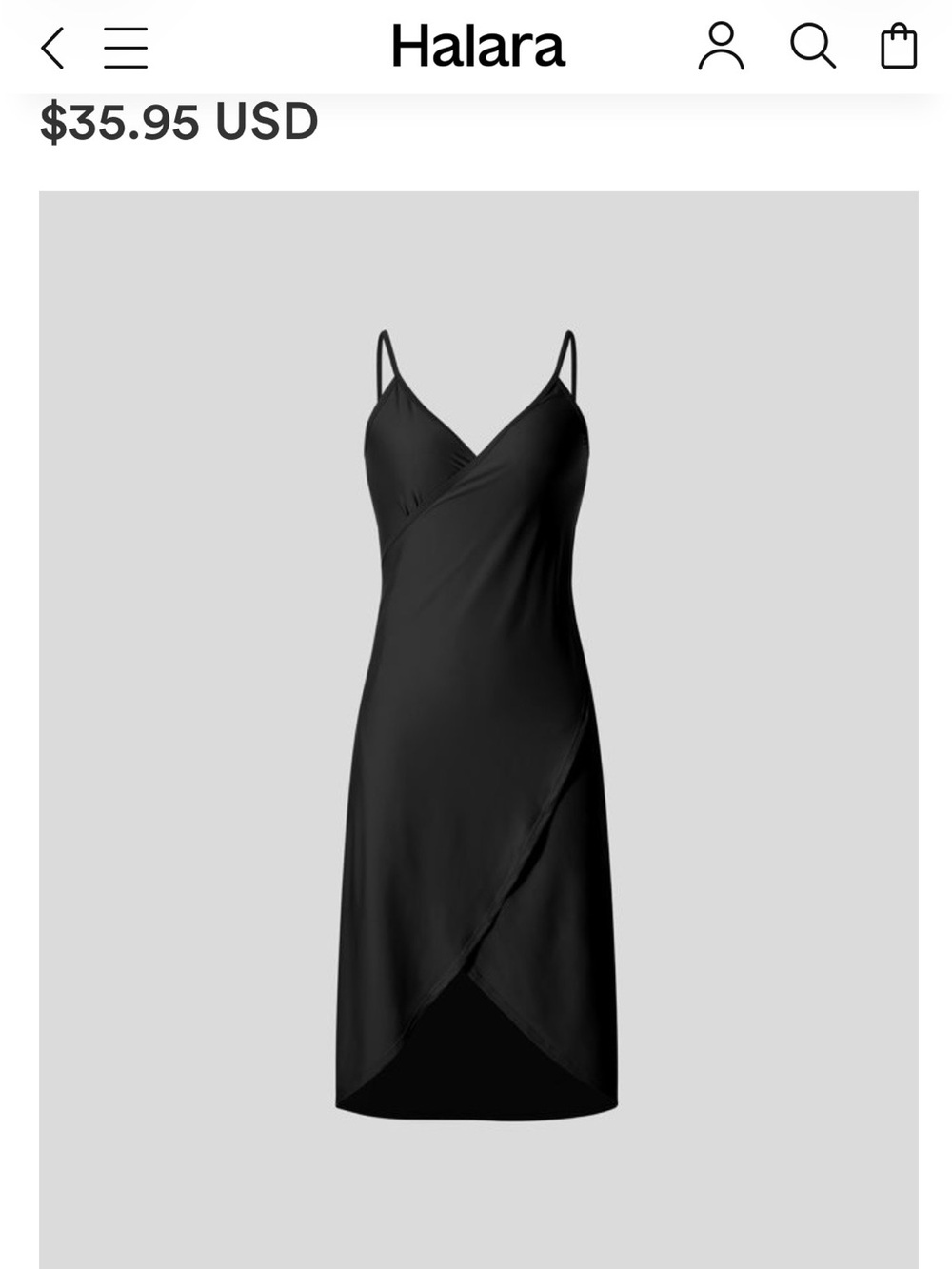 HALARA Black Spaghetti Strap Crossover Cover Up Wrap InstantCool Dress-UPF50